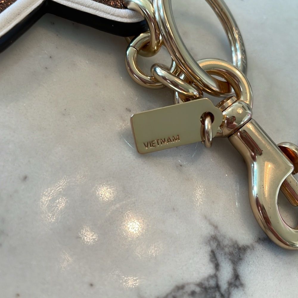 Coach Leather Glitter Bag Charm Keychain - Picture 8 of 9